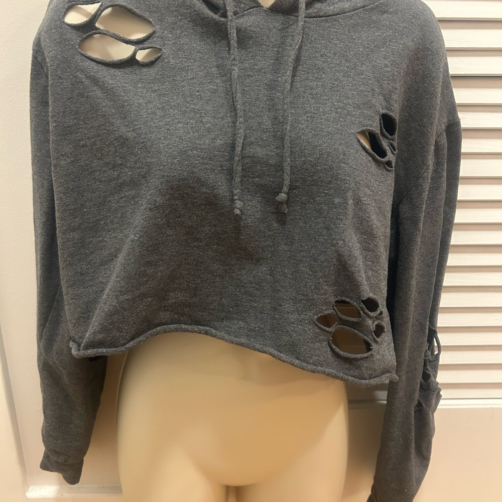 Gray Distressed Women's Hoodie